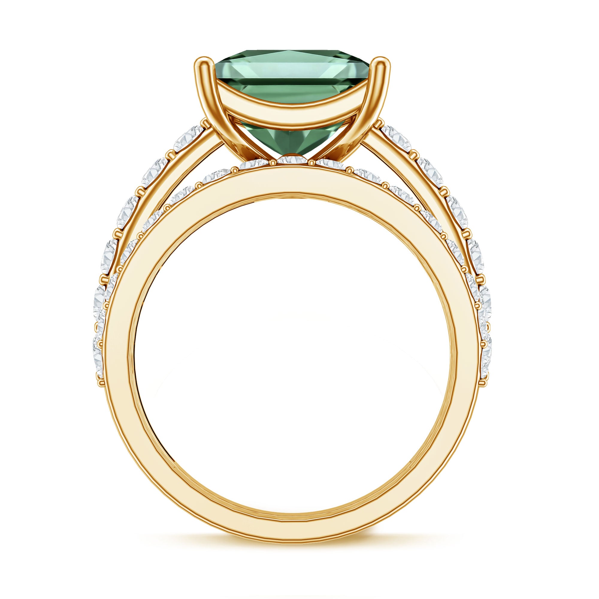 Rosec Jewels-IGI Certified Princess Cut 2 Carat Lab Grown Green Diamond Wedding Ring Set