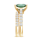 Rosec Jewels-IGI Certified Princess Cut 2 Carat Lab Grown Green Diamond Wedding Ring Set