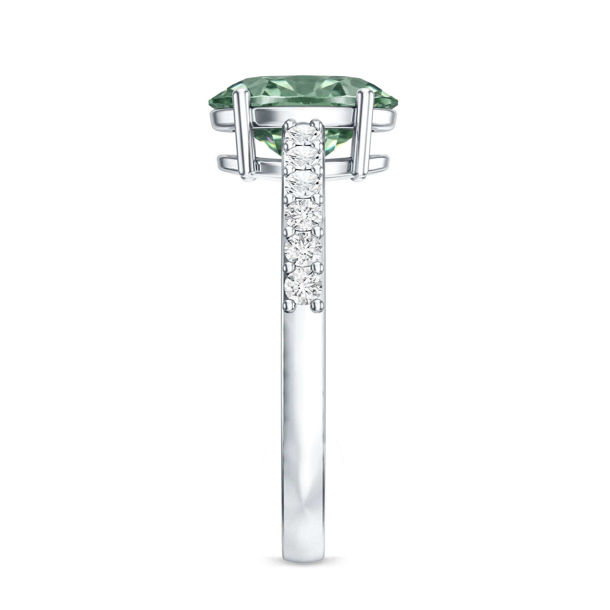 IGI Certified 2 Carat Lab Grown Green Diamond Oblong Engagement Ring Vivid Green - VS1 - Rosec Jewels