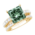 4 Carat Lab Grown Green Diamond Princess Cut Bridal Ring Set with IGI Certificate Vivid Green - VS1 - Rosec Jewels
