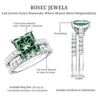 5 Carat Lab Grown Green and White Diamond Princess Cut Wedding Ring Set with IGI Certificate Vivid Green - VS1 - Rosec Jewels