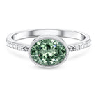 2 Carat Lab Grown Green Diamond East West Oval Engagement Ring with IGI Certificate Vivid Green - VS1 - Rosec Jewels