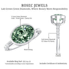 3 Carat East West Set Lab Grown Green Diamond Oval Engagement Ring IGI Certified Vivid Green - VS1 - Rosec Jewels
