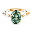 Lab Grown Green Diamond 3 Carat Oval Engagement Ring IGI Certified Vivid Green - VS1 - Rosec Jewels