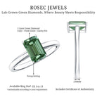 IGI Certified Solitaire Lab Grown Green Diamond Emerald Cut Engagement Ring 2 Carat Vivid Green - VS1 - Rosec Jewels