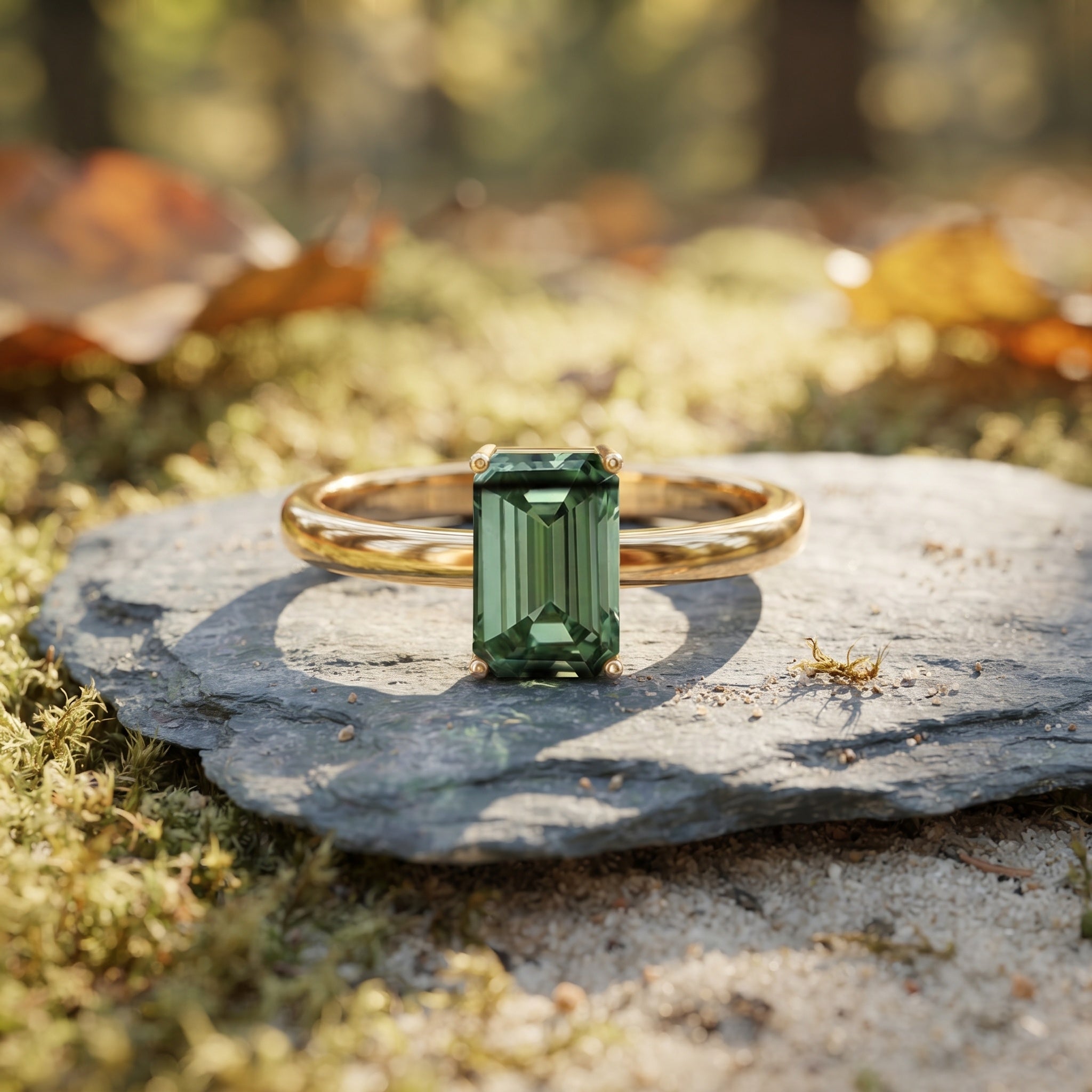 IGI Certified Solitaire Lab Grown Green Diamond Emerald Cut Engagement Ring 2 Carat Vivid Green - VS1 - Rosec Jewels