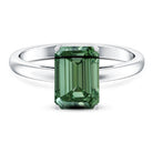 Solitaire Lab Grown Green Diamond 3 Carat Emerald Cut Engagement Ring IGI Certified Vivid Green - VS1 - Rosec Jewels