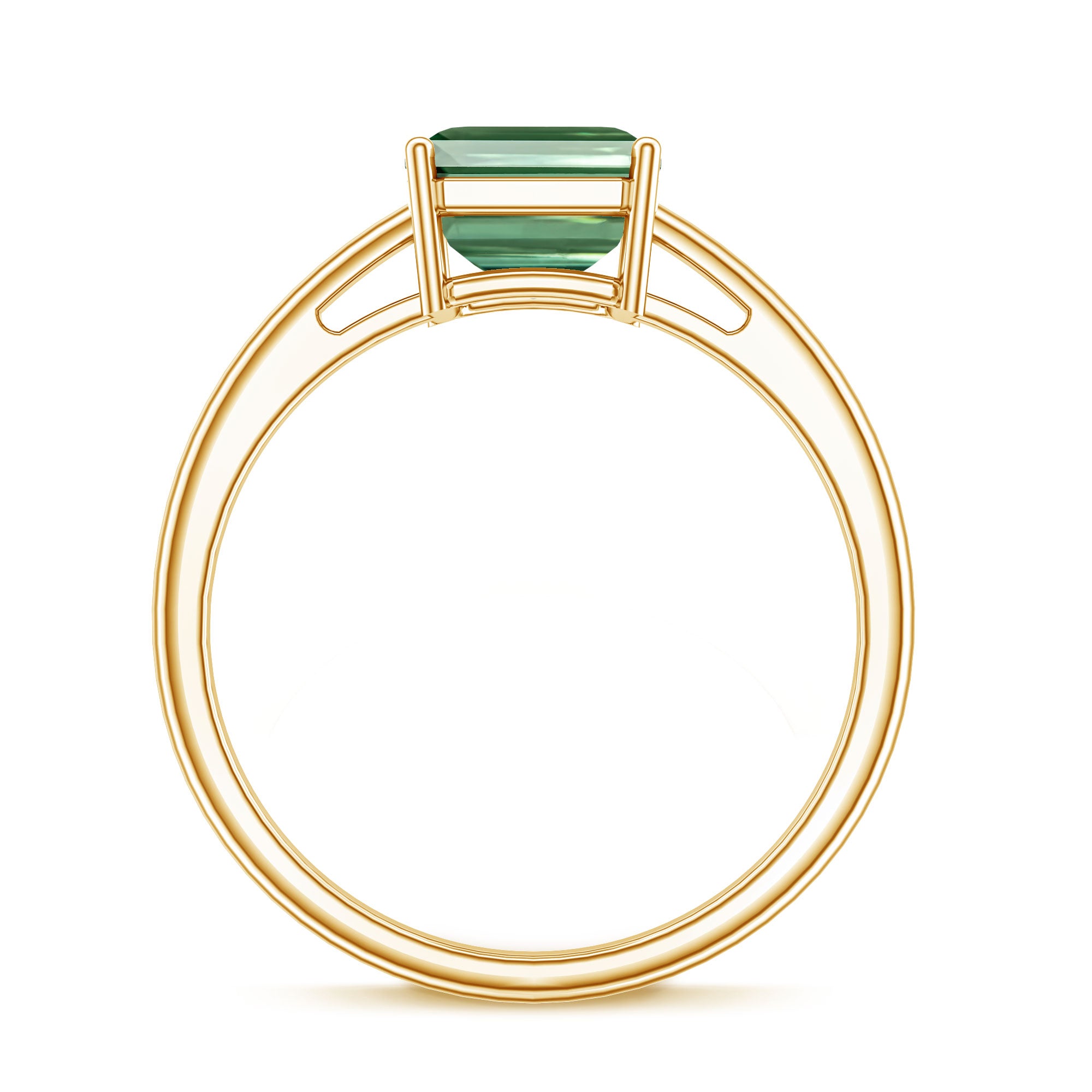 Solitaire Lab Grown Green Diamond 3 Carat Emerald Cut Engagement Ring IGI Certified Vivid Green - VS1 - Rosec Jewels
