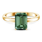 Solitaire Lab Grown Green Diamond 3 Carat Emerald Cut Engagement Ring IGI Certified Vivid Green - VS1 - Rosec Jewels