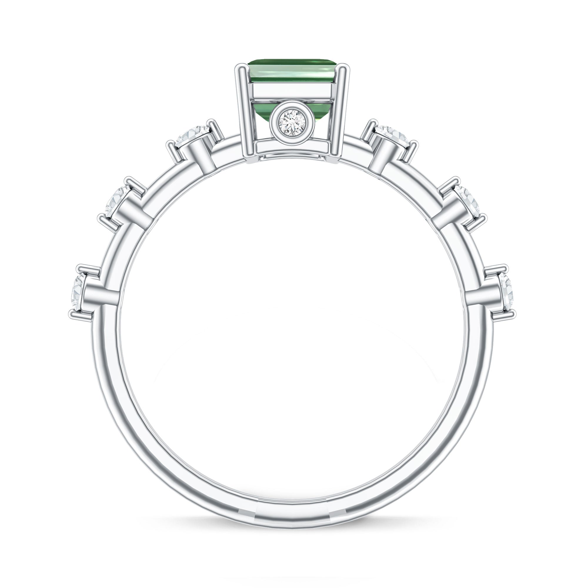 Rosec Jewels-IGI Certified Lab Grown Green Diamond Emerald Cut Engagement Ring 2 Carat