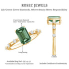 Rosec Jewels-IGI Certified Lab Grown Green Diamond Emerald Cut Engagement Ring 2 Carat