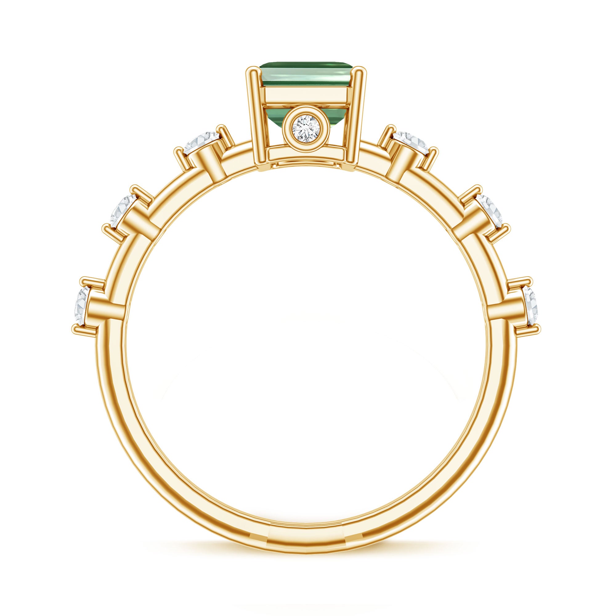 Rosec Jewels-IGI Certified Lab Grown Green Diamond Emerald Cut Engagement Ring 2 Carat