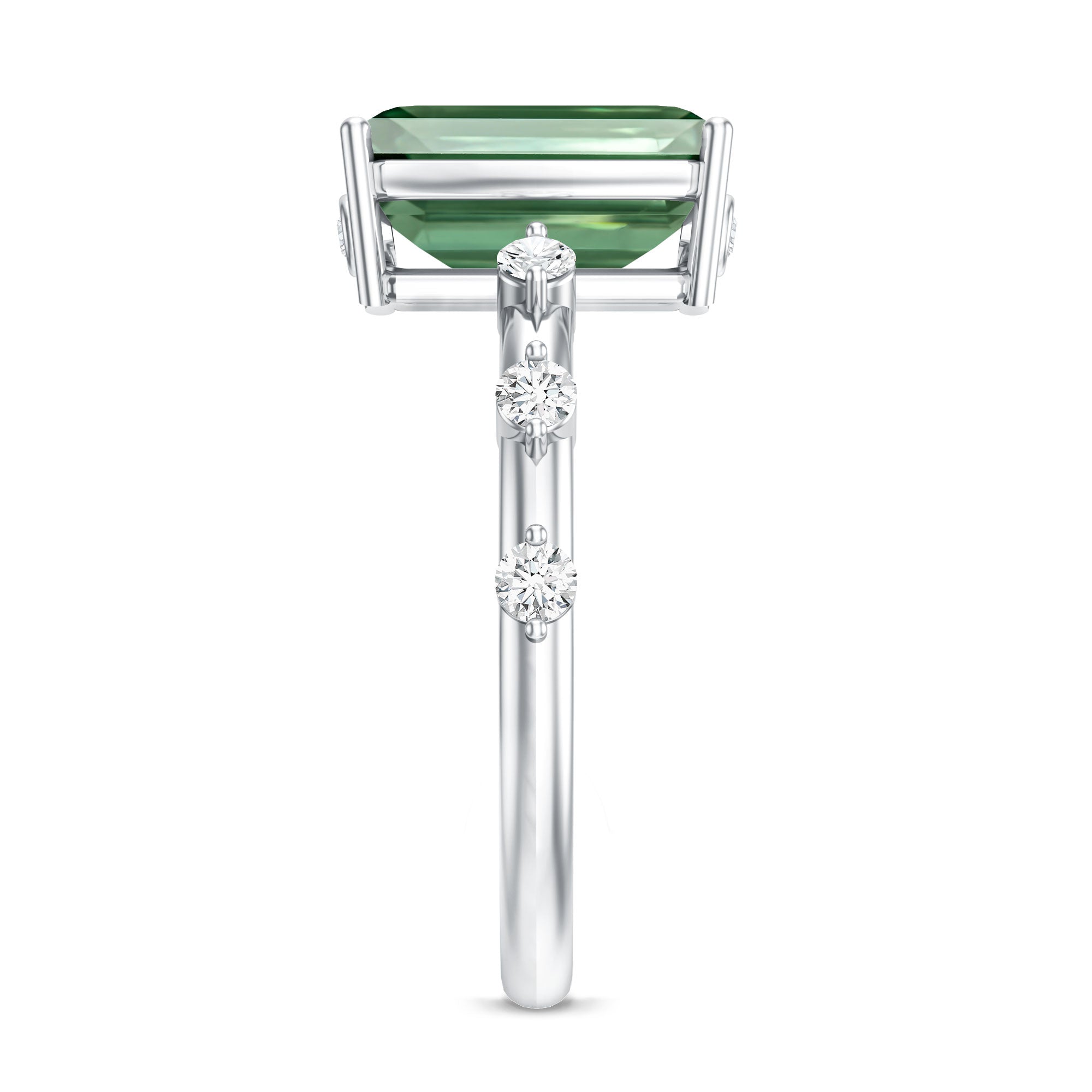 Rosec Jewels-3 Carat Emerald Cut Lab Grown Green Diamond Engagement Ring IGI Certified