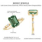 Rosec Jewels-3 Carat Emerald Cut Lab Grown Green Diamond Engagement Ring IGI Certified