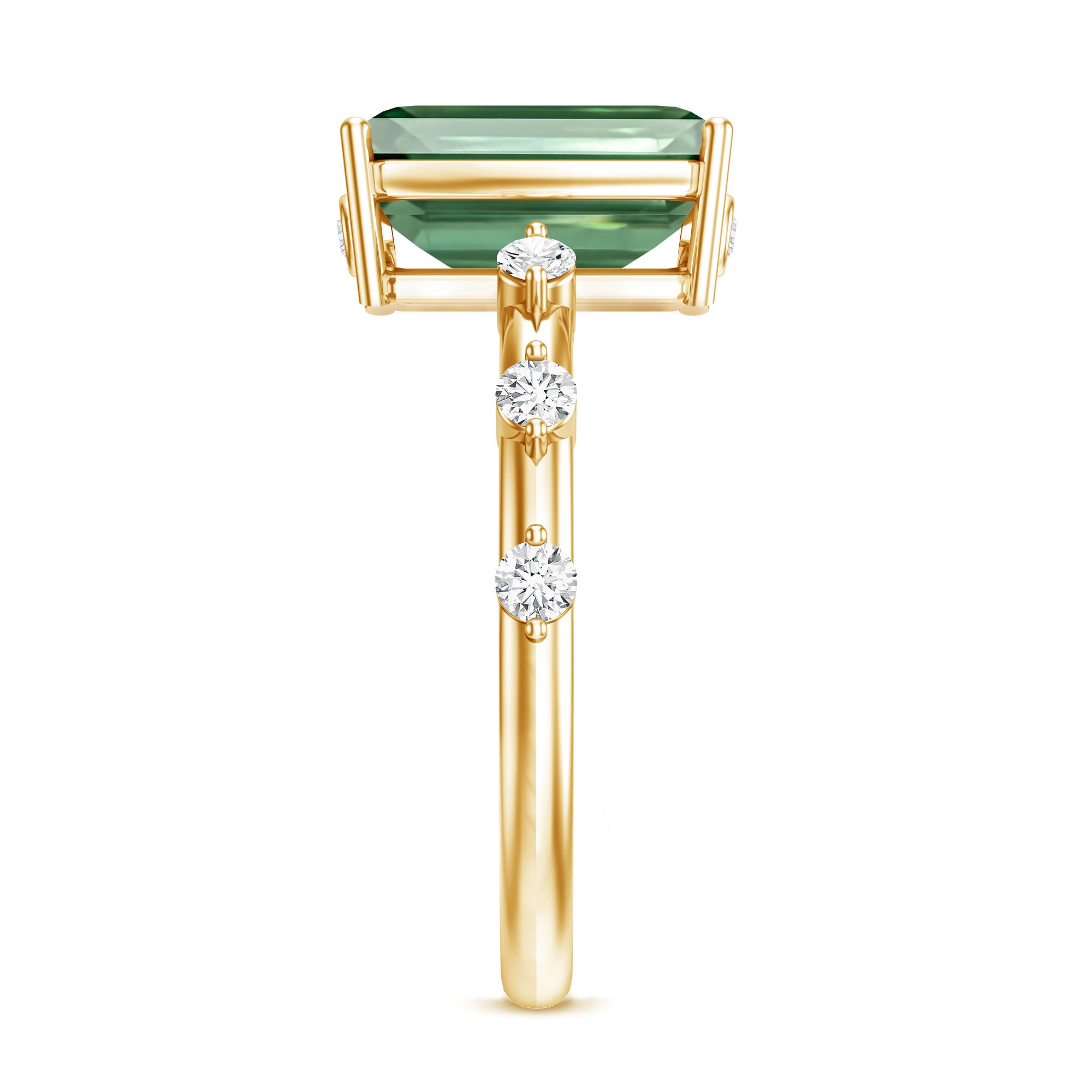 Rosec Jewels-3 Carat Emerald Cut Lab Grown Green Diamond Engagement Ring IGI Certified
