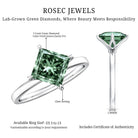 Princess Cut Solitaire Engagement Ring with IGI Certified 2 Carat Lab Created Green Diamond Vivid Green - VS1 - Rosec Jewels