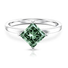 Princess Cut Solitaire Engagement Ring with IGI Certified 2 Carat Lab Created Green Diamond Vivid Green - VS1 - Rosec Jewels