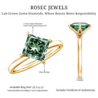 Princess Cut Solitaire Engagement Ring with IGI Certified 2 Carat Lab Created Green Diamond Vivid Green - VS1 - Rosec Jewels