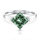 3 Carat Lab Grown Vivid Green Diamond Princess Cut Engagement Ring with IGI Certificate Vivid Green - VS1 - Rosec Jewels