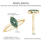Rosec Jewels-Lab Created 1 Carat Green Diamond Marquise Cut Solitaire Engagement Ring IGI Certified