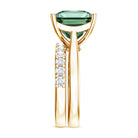 Rosec Jewels-IGI Certified 4 Carat Lab Grown Green Diamond Princess Cut Wedding Bridal Ring Set of 2