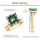 Rosec Jewels-IGI Certified 5 Carat Princess Cut Lab Grown Green Diamond Engagement Ring with Enhancer