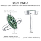 Rosec Jewels-Bezel Set Lab Created Green Diamond Marquise Solitaire Engagement Ring 3 Carat IGI Certified