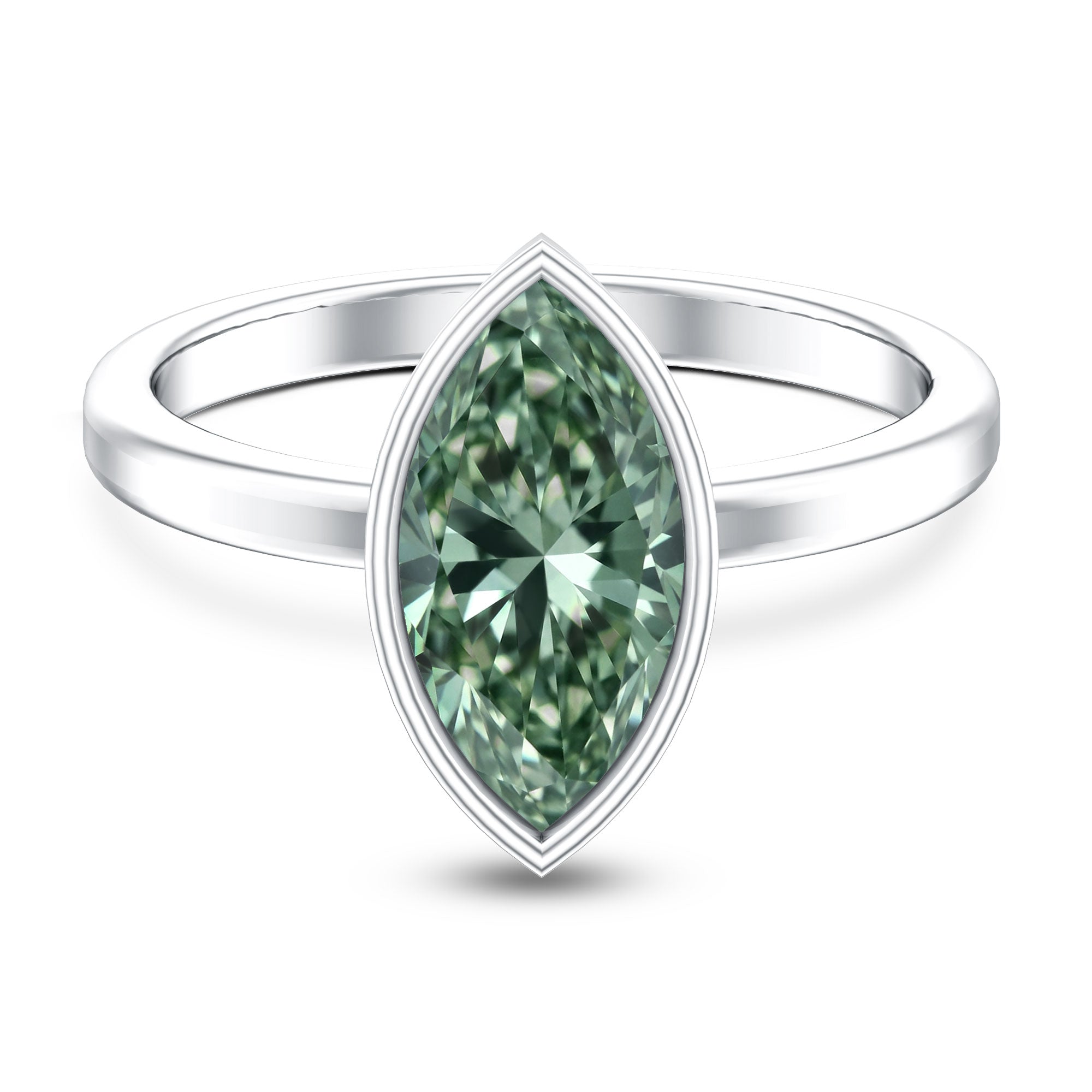 Rosec Jewels-2 Carat Marquise Cut Engagement Ring with IGI Certified Lab Grown Green Diamond