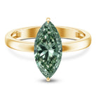 Rosec Jewels-3 Carat Marquise Cut Lab Grown Green Diamond Solitaire Engagement Ring IGI Certified