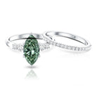 Rosec Jewels-IGI Certified 2 Carat Marquise Cut Lab Grown Green and White Diamond Bridal Ring Set