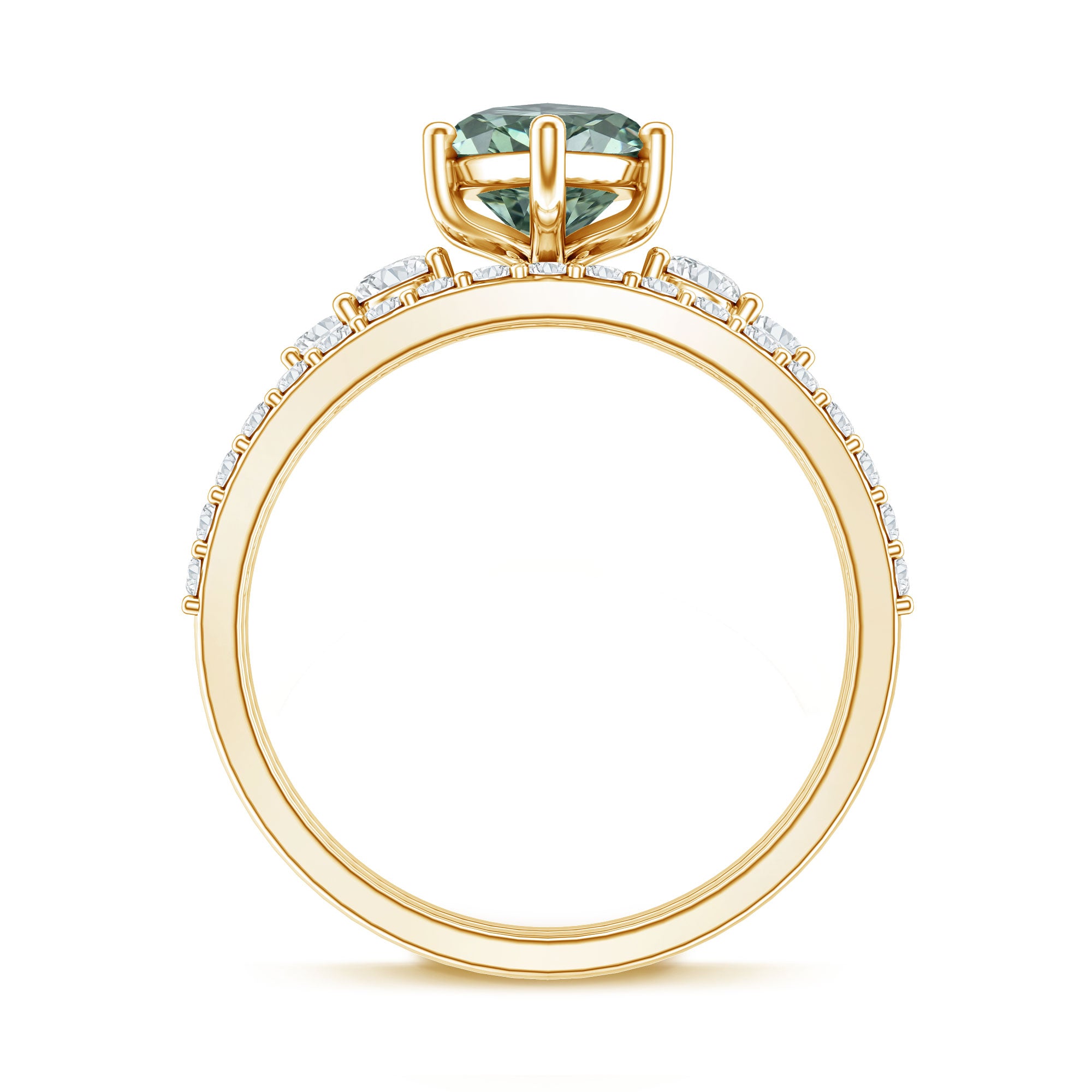 Rosec Jewels-IGI Certified 2 Carat Marquise Cut Lab Grown Green and White Diamond Bridal Ring Set