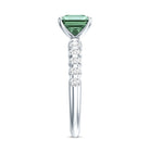2 Carat Princess Cut Lab Grown Green Diamond Side Stone Engagement Ring with IGI Certificate Vivid Green - VS1 - Rosec Jewels