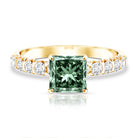 2 Carat Princess Cut Lab Grown Green Diamond Side Stone Engagement Ring with IGI Certificate Vivid Green - VS1 - Rosec Jewels
