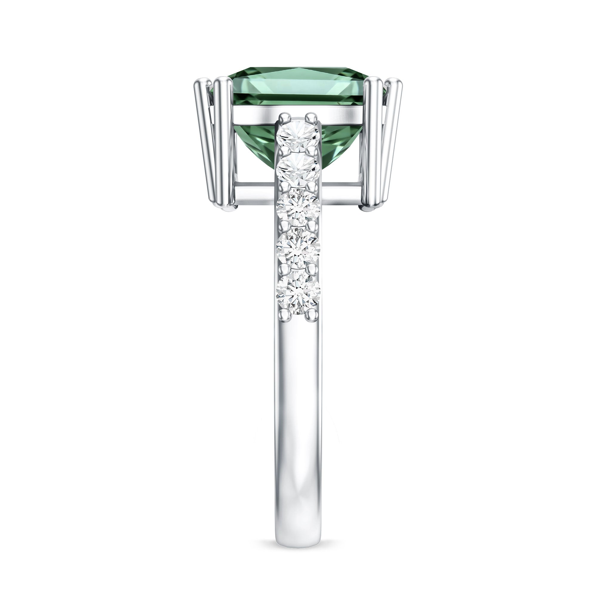 Rosec Jewels-5 Carat Princess Cut Lab Grown Green Diamond Big Engagement Ring with IGI Certificate