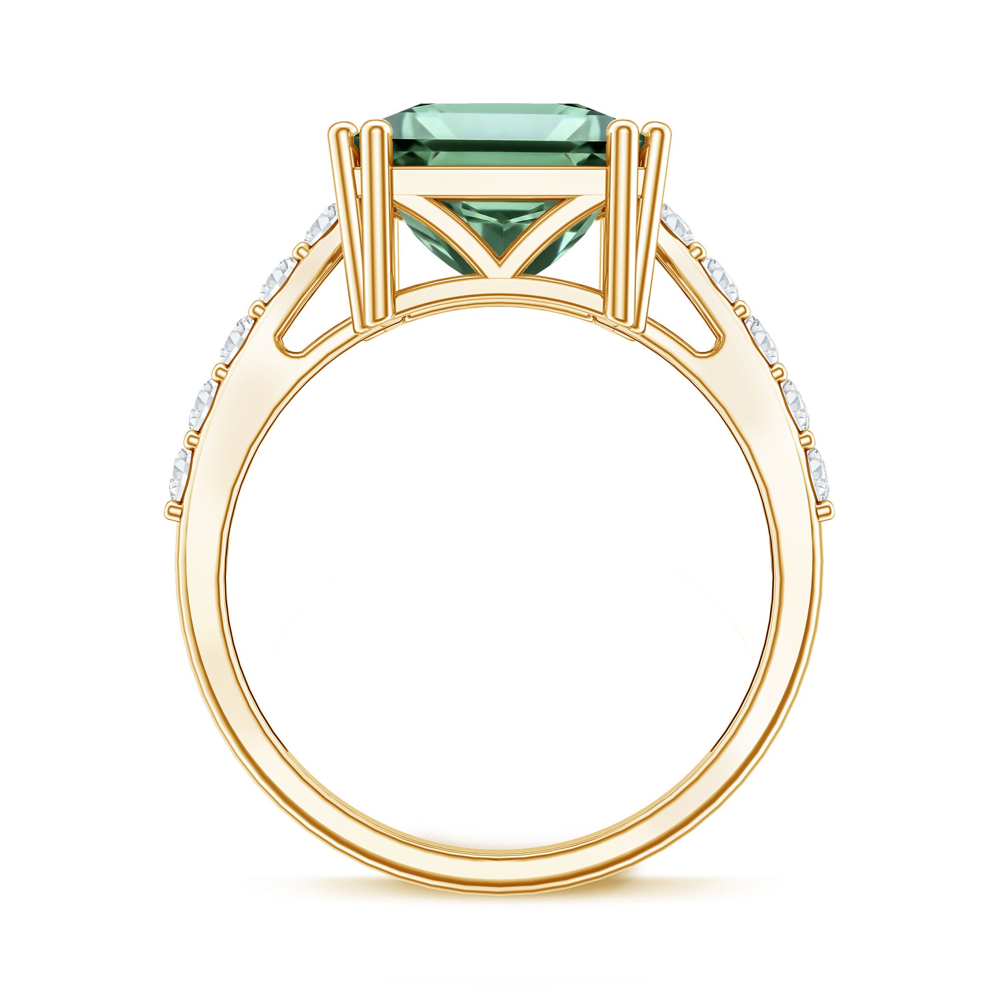 Rosec Jewels-5 Carat Princess Cut Lab Grown Green Diamond Big Engagement Ring with IGI Certificate