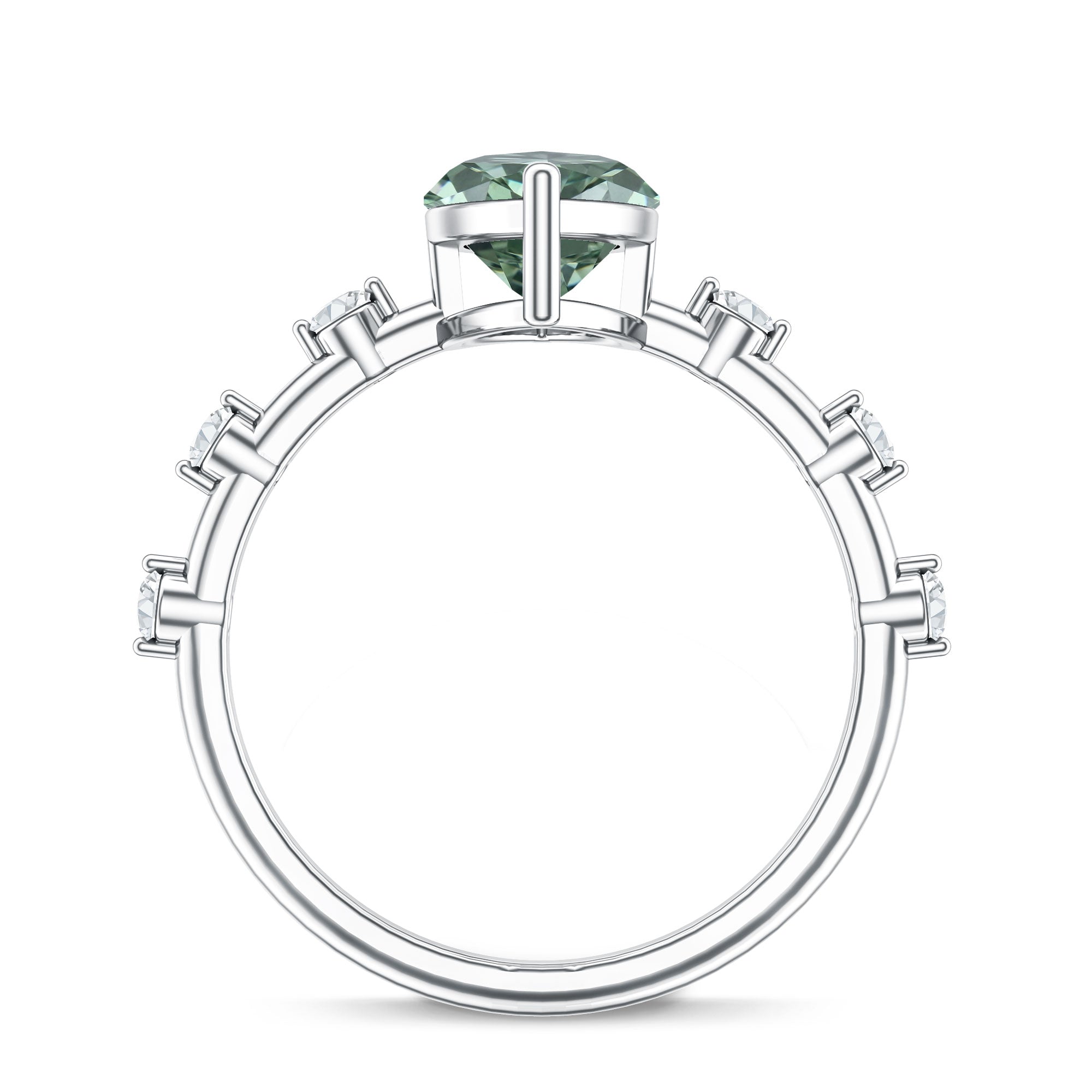 Rosec Jewels-Marquise Cut 2 Carat Lab Grown Green Diamond Solitaire Engagement Ring IGI Certified