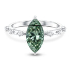 Rosec Jewels-Marquise Cut 2 Carat Lab Grown Green Diamond Solitaire Engagement Ring IGI Certified