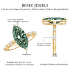 Rosec Jewels-IGI Certified 3 Carat Marquise Lab Grown Green Diamond Engagement Ring with Spaced Accent
