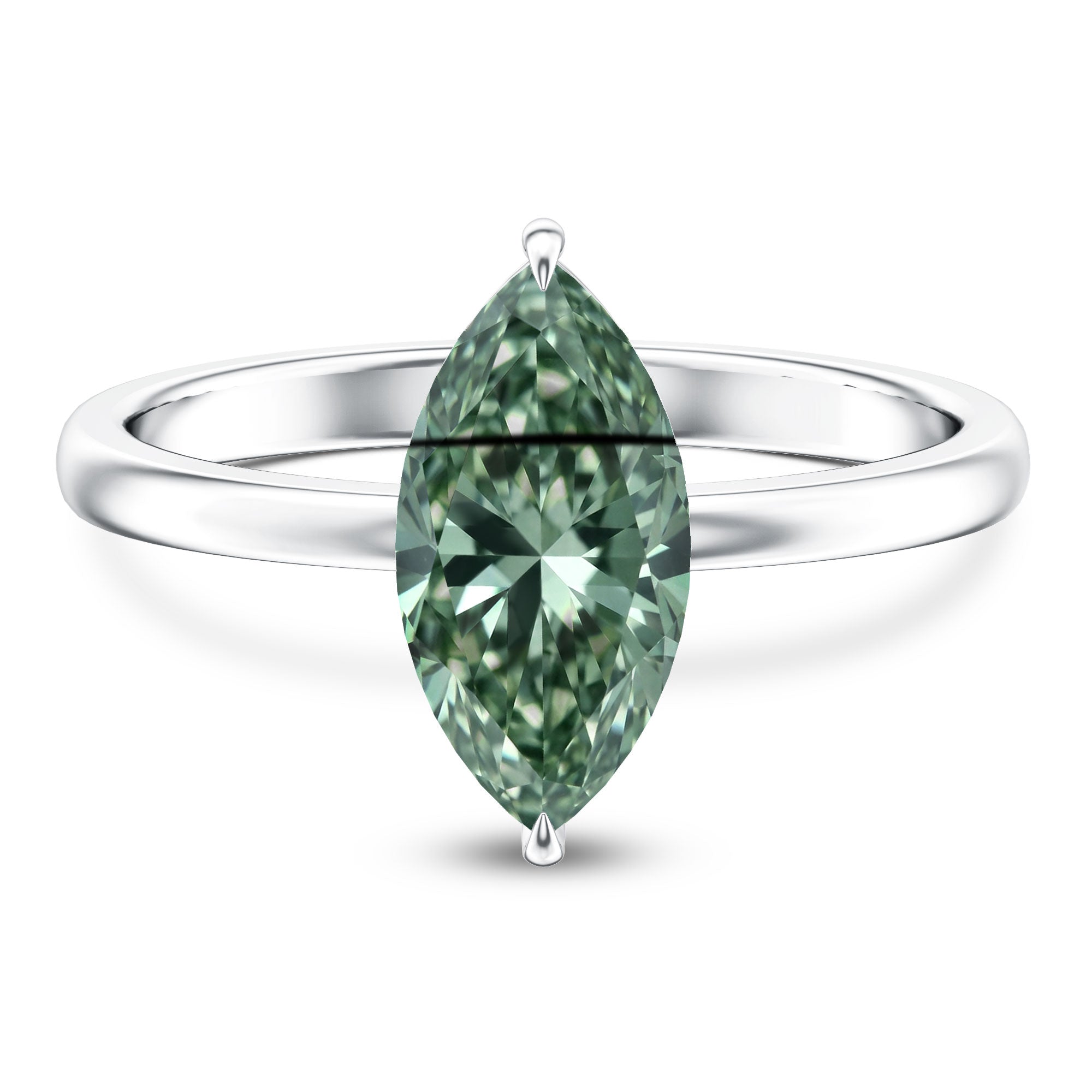 Rosec Jewels-IGI Certified 2 Carat Lab Green Diamond Marquise Engagement Ring for Women