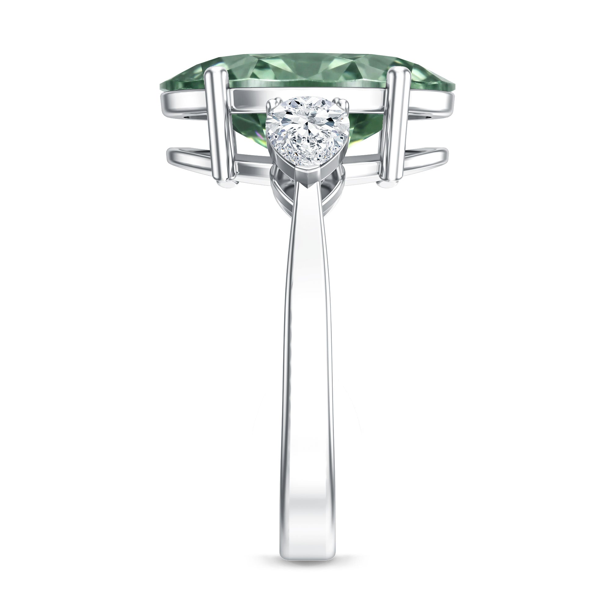 Rosec Jewels-4 Carat Lab Grown Green Diamond Large Engagement Ring with IGI Certificate