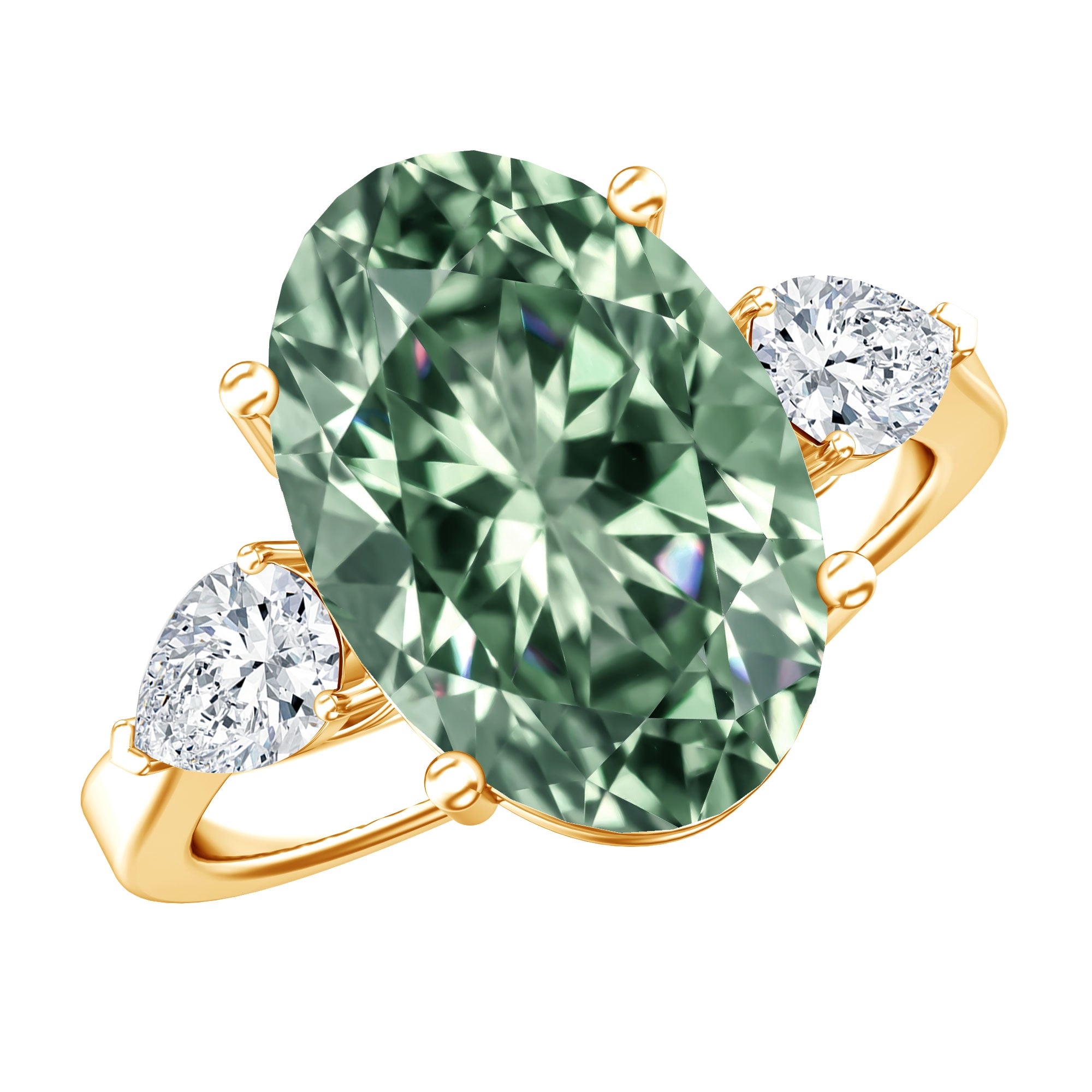 Rosec Jewels-4 Carat Lab Grown Green Diamond Large Engagement Ring with IGI Certificate