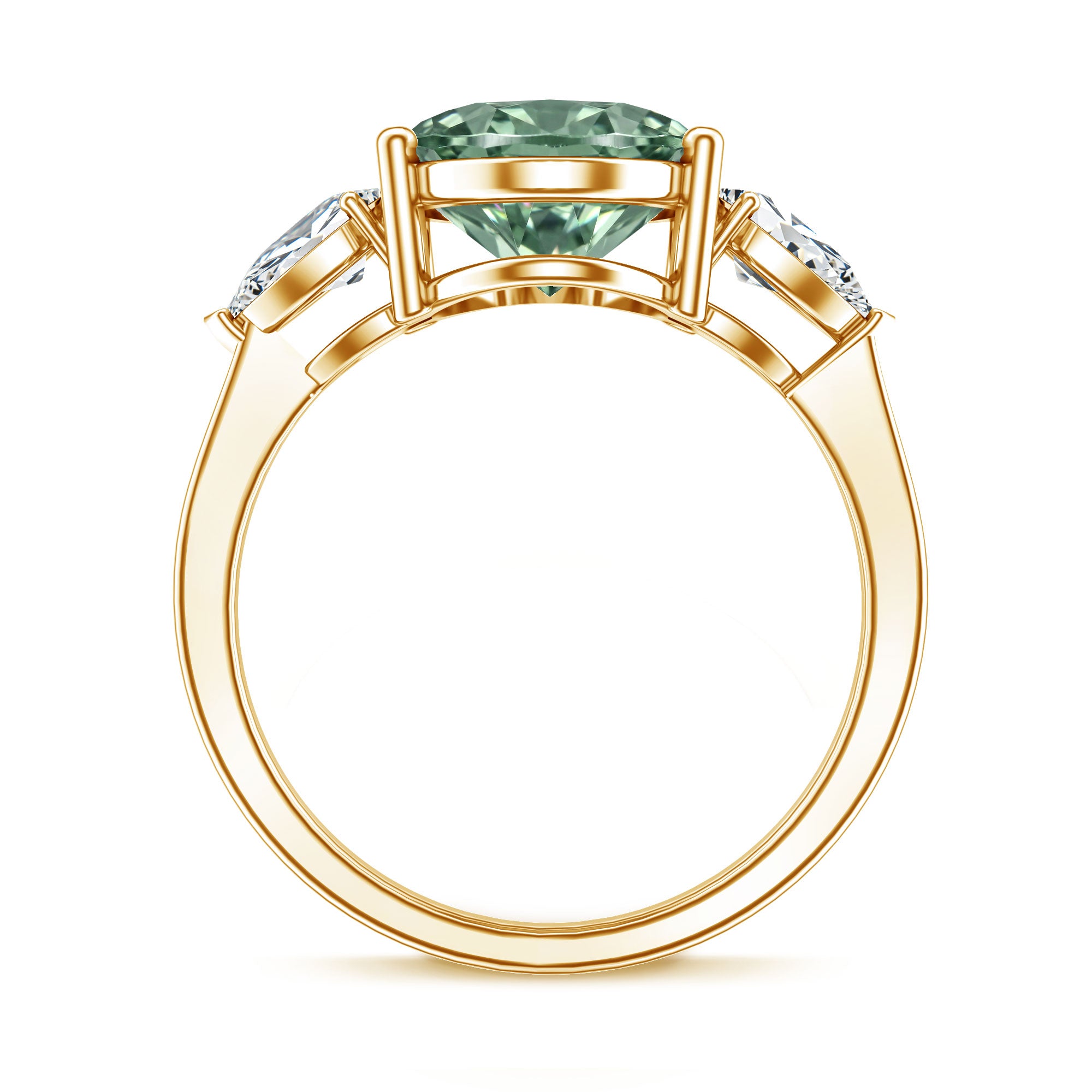 Rosec Jewels-4 Carat Lab Grown Green Diamond Large Engagement Ring with IGI Certificate