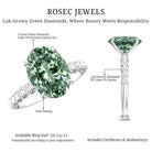 IGI Certified 3 Carat Oval Shape Lab Grown Green Diamond Engagement Ring Vivid Green - VS1 - Rosec Jewels