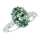 3 Carat IGI Certified Lab Grown Green Diamond Side Stone Engagement Ring for Women Vivid Green - VS1 - Rosec Jewels