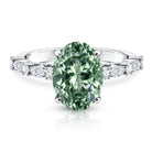 3 Carat IGI Certified Lab Grown Green Diamond Side Stone Engagement Ring for Women Vivid Green - VS1 - Rosec Jewels