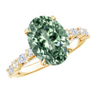 3 Carat IGI Certified Lab Grown Green Diamond Side Stone Engagement Ring for Women Vivid Green - VS1 - Rosec Jewels