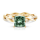 Rosec Jewels-IGI Certified 2 Carat Princess Cut Lab Green Diamond Braided Engagement Ring for Women