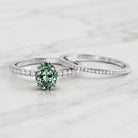 IGI Certified 1 Carat Lab Created Green Diamond Oval Engagement Ring Set Vivid Green - VS1 - Rosec Jewels