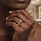 IGI Certified 1 Carat Lab Created Green Diamond Oval Engagement Ring Set Vivid Green - VS1 - Rosec Jewels
