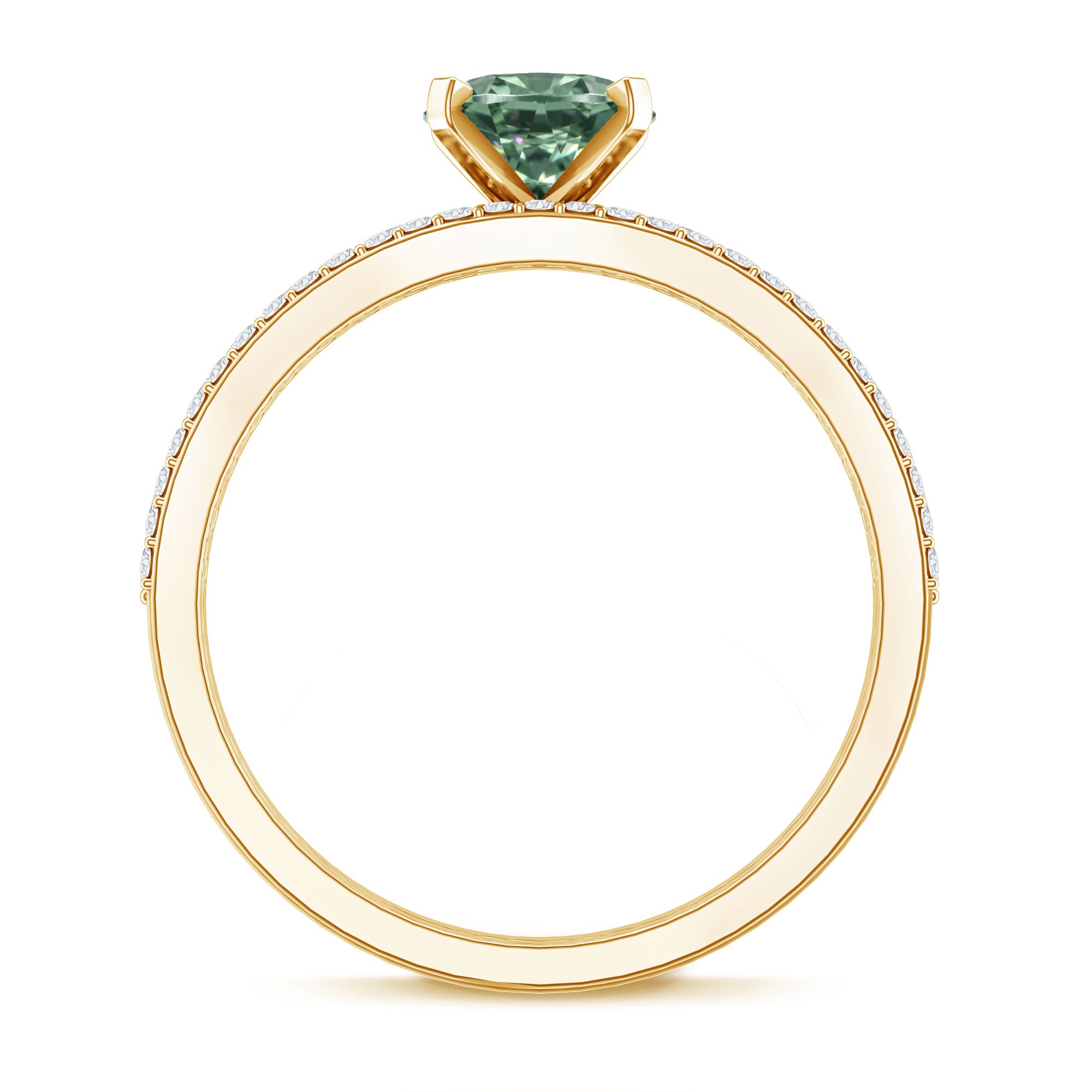 IGI Certified 1 Carat Lab Created Green Diamond Oval Engagement Ring Set Vivid Green - VS1 - Rosec Jewels